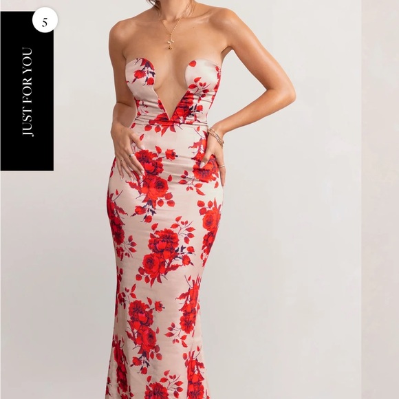 new Sexy & Stunning Club L London Champagne Floral Dress Size 4 (Small) Revolve - Picture 3 of 5